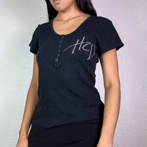 Y2k HARLEY DAVIDSON RHINESTONE RIBBED